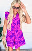 Magenta Floral Print Tiered Dress