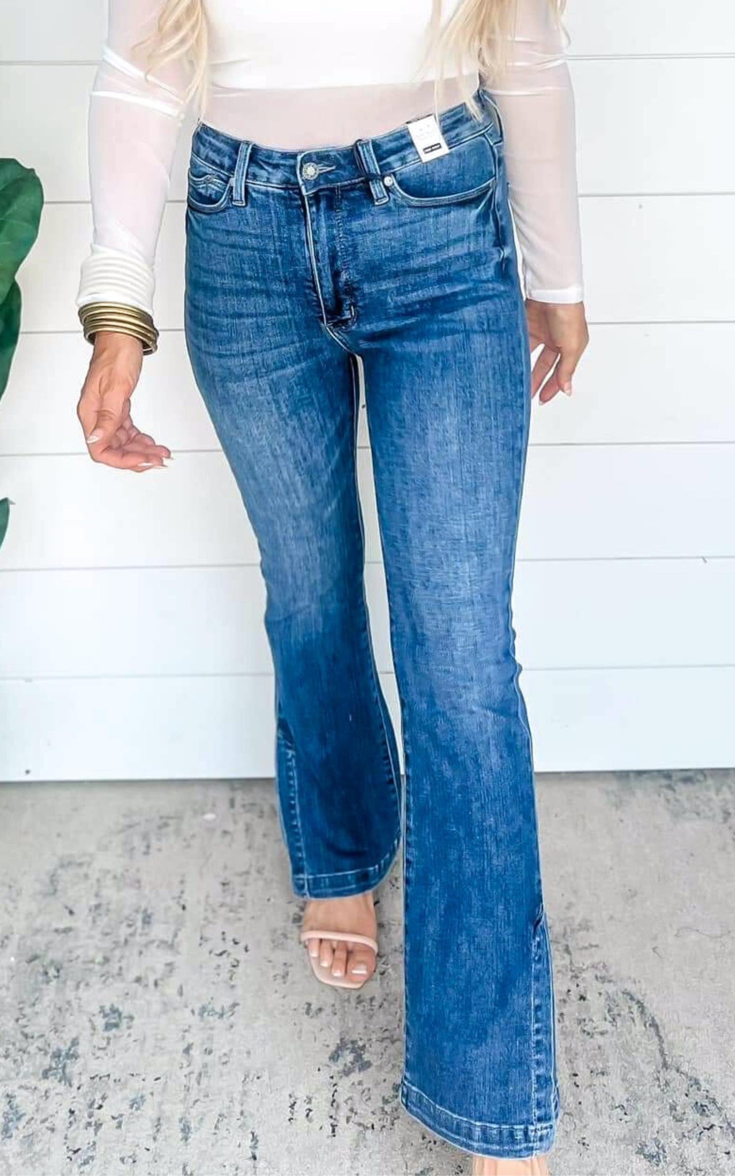 High Waist Tummy Control Bootcut Denim Jeans 