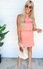 Silk Skinny Halter Mini Dress - Peach - Final Sale