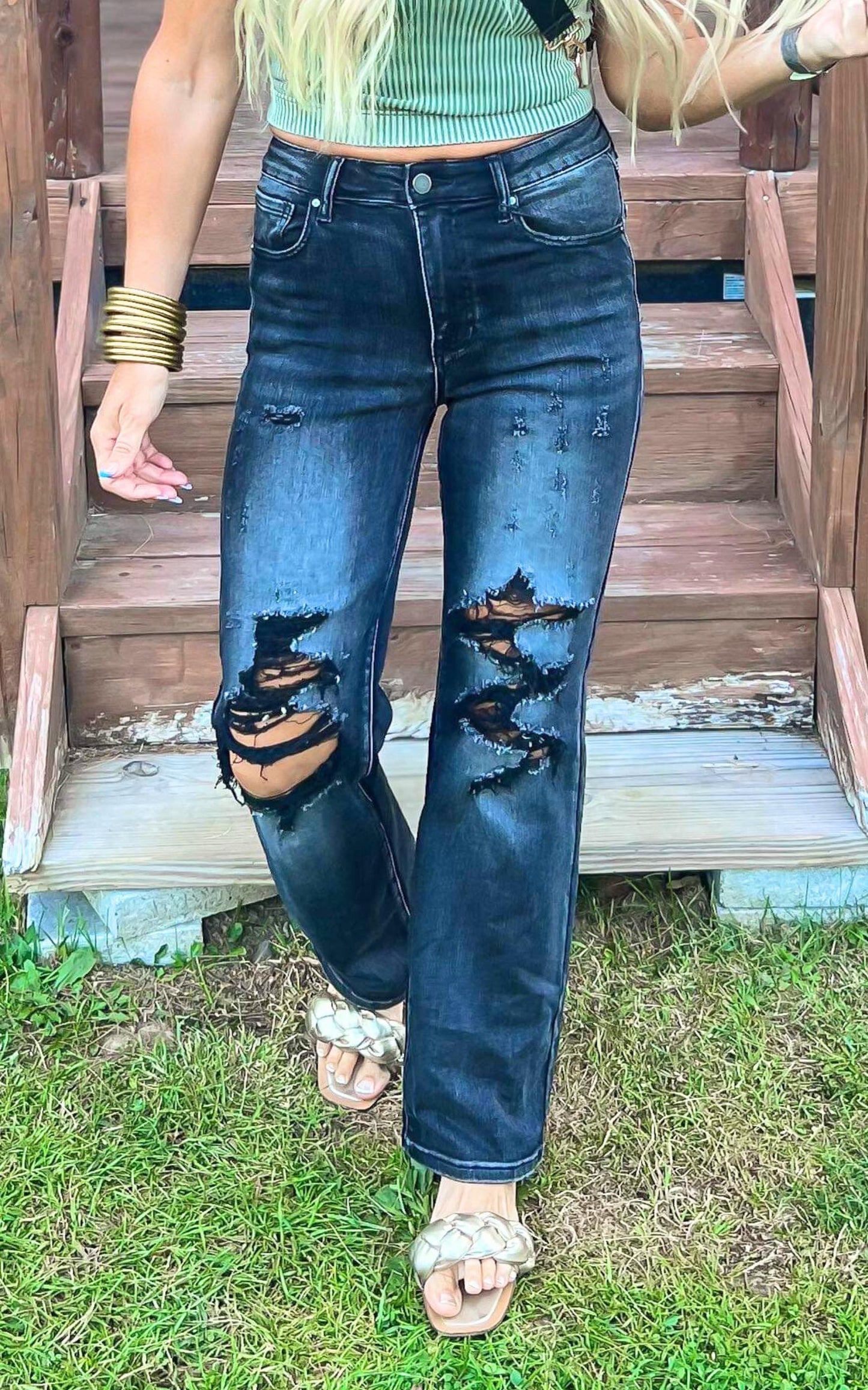 Distressed Loose Fit Straight Leg Jeans | Risen