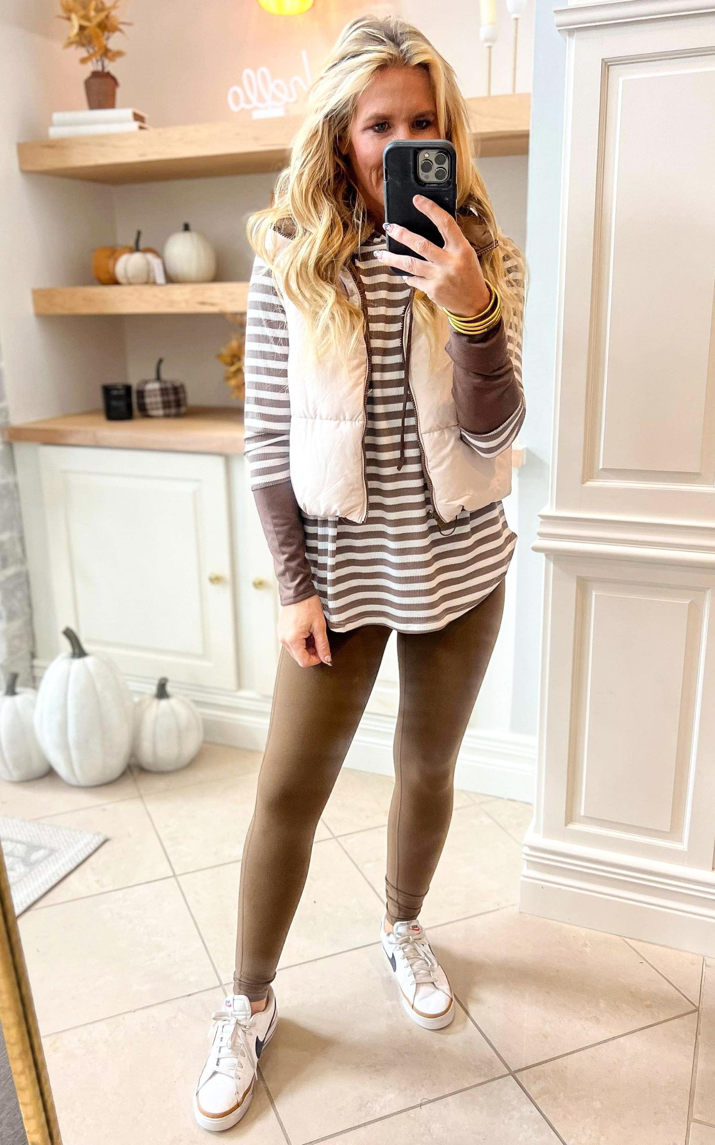 Striped Thermal Cuff Hoodie w/ Thumb Holes - Final Sale