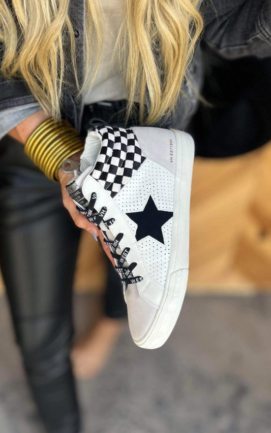 Tina's Favorite Checkered Game Day High Top Sneakers | Vintage Havana