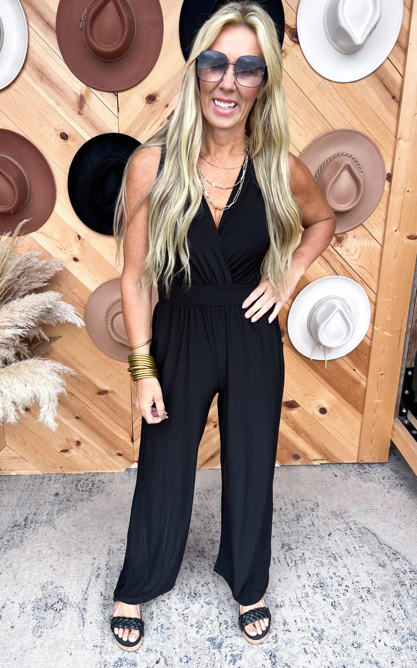 Black V-Neck Jumpsuit | Gilli - Final Sale