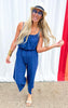 Cropped Spaghetti Strap Jumpsuit - Denim - Final Sale