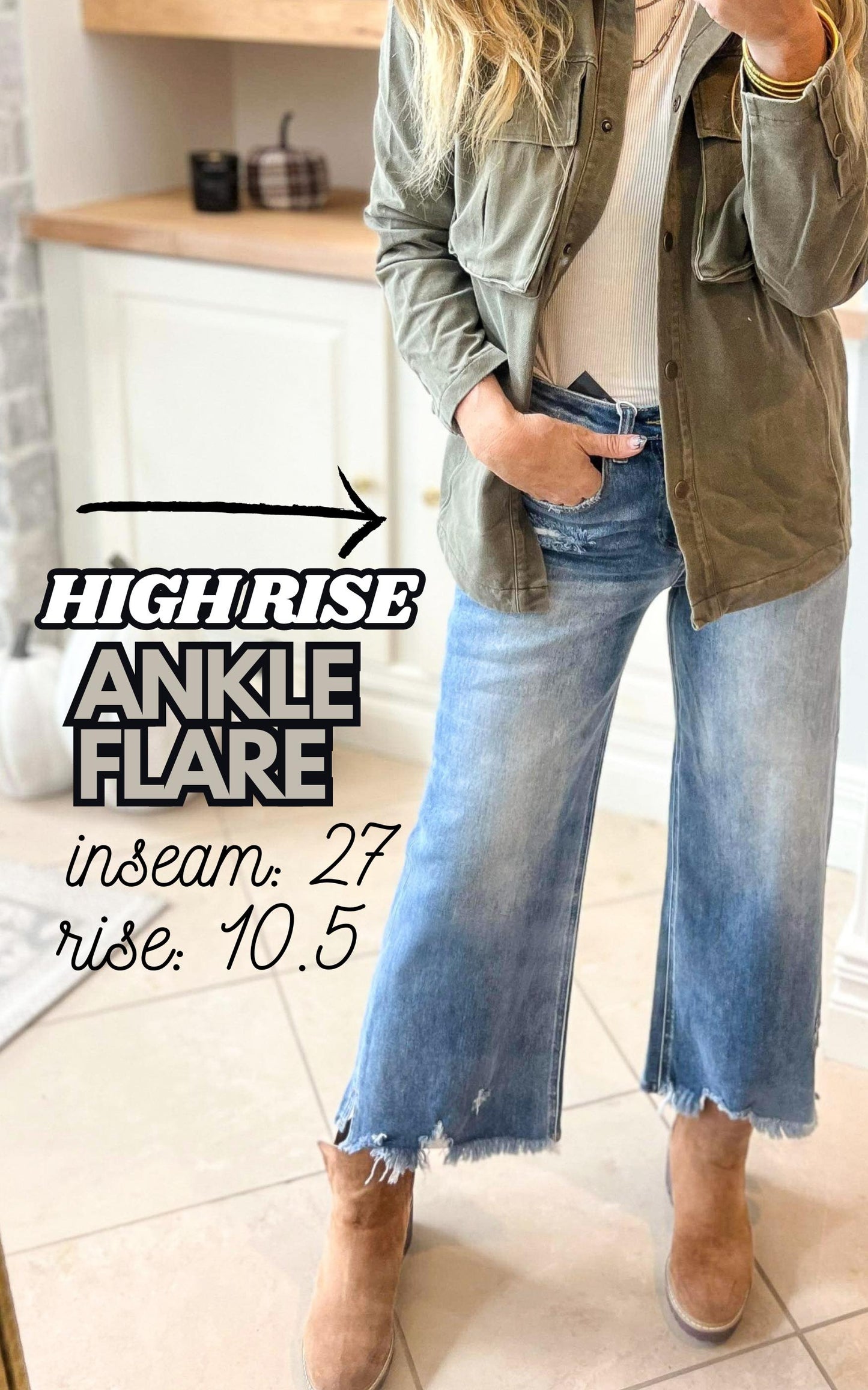 The Jolie High Rise Side Slit Ankle Flare Denim Jeans | Risen - Final Sale