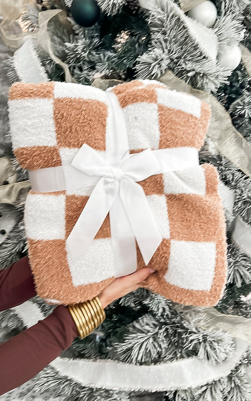 The Cognac Checkered Dreamer Blanket by Salty Wave