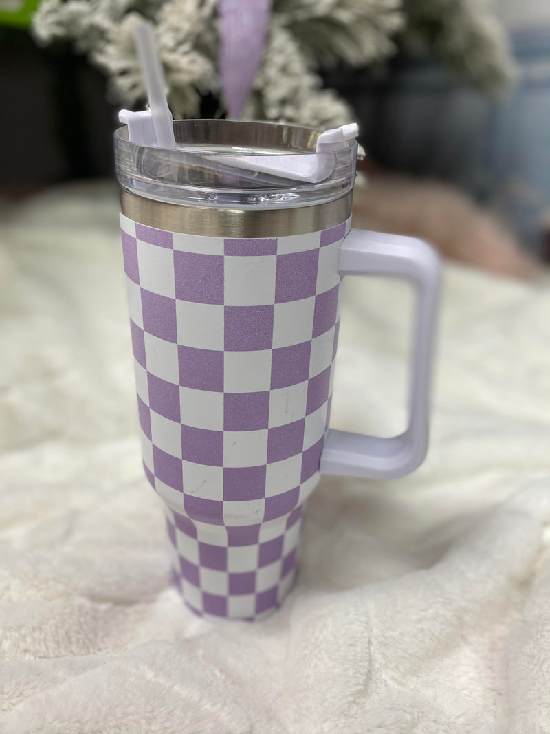 Purple Checkered Tumbler