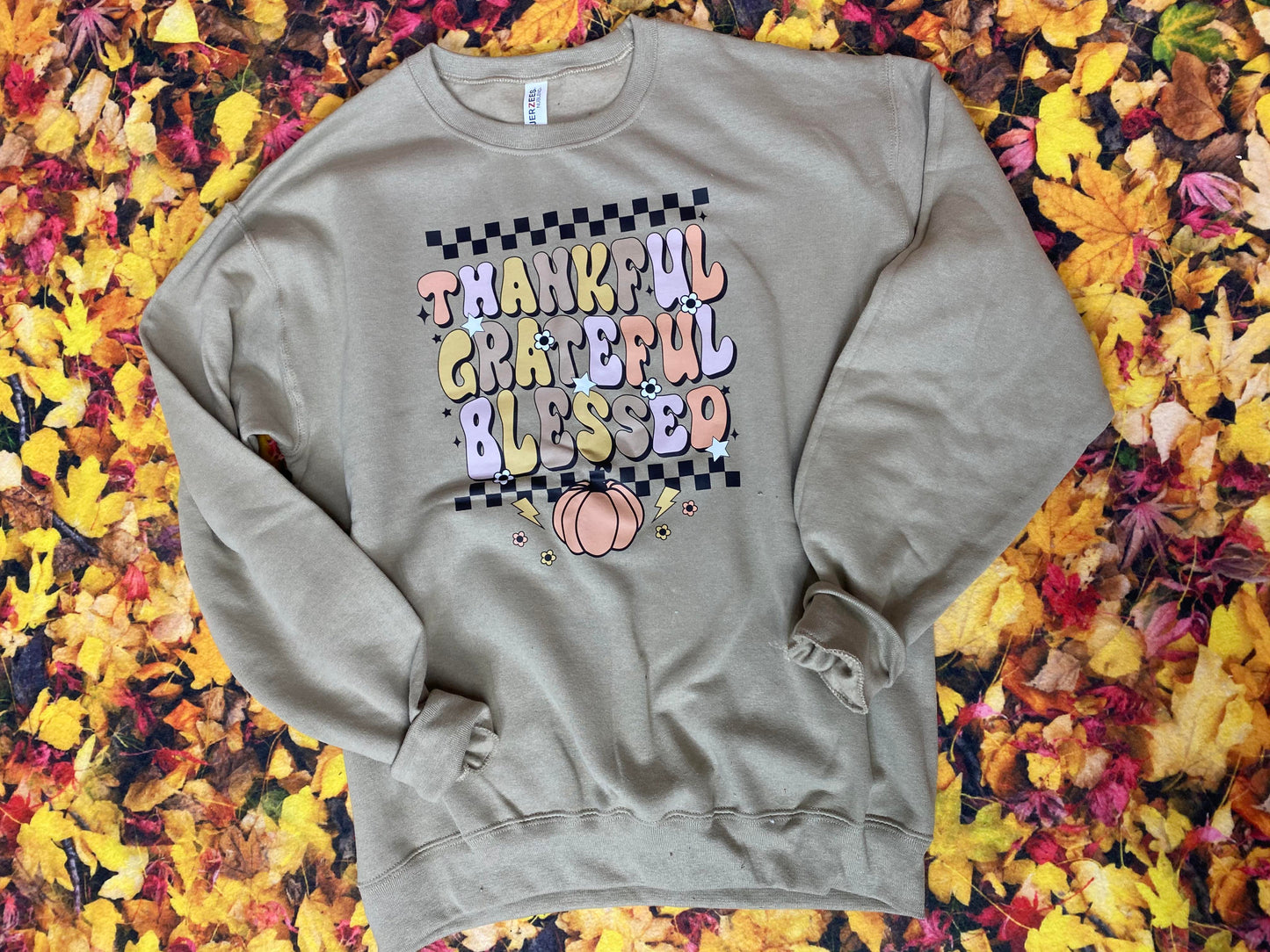 Thankful Grateful Blessed Crewneck Sweatshirt*