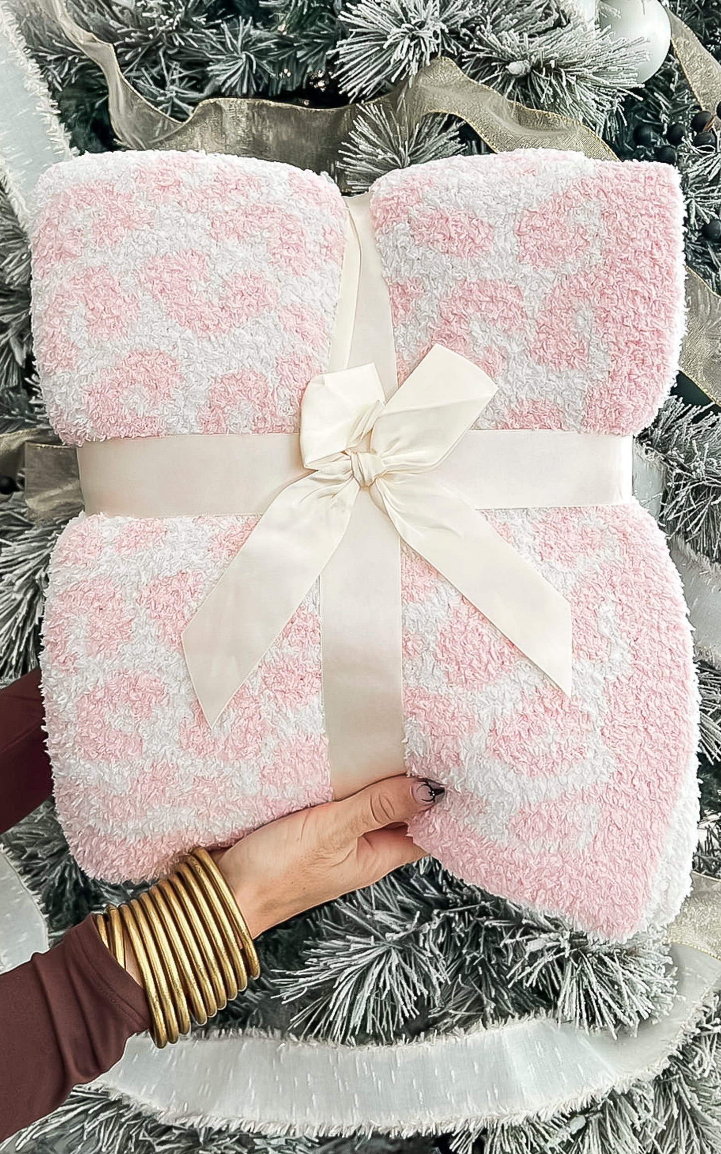 The Pink/Ivory Leopard Dreamer Blanket by Salty Wave