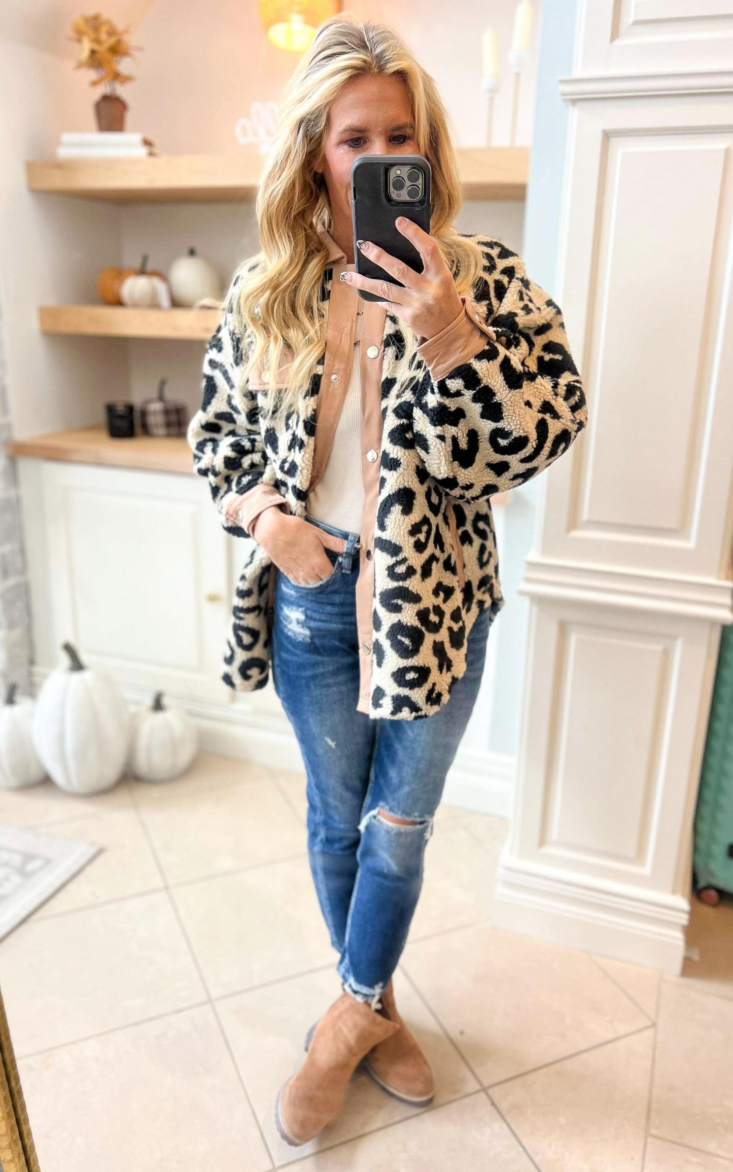 Faux Fur Leopard Shacket - Final Sale