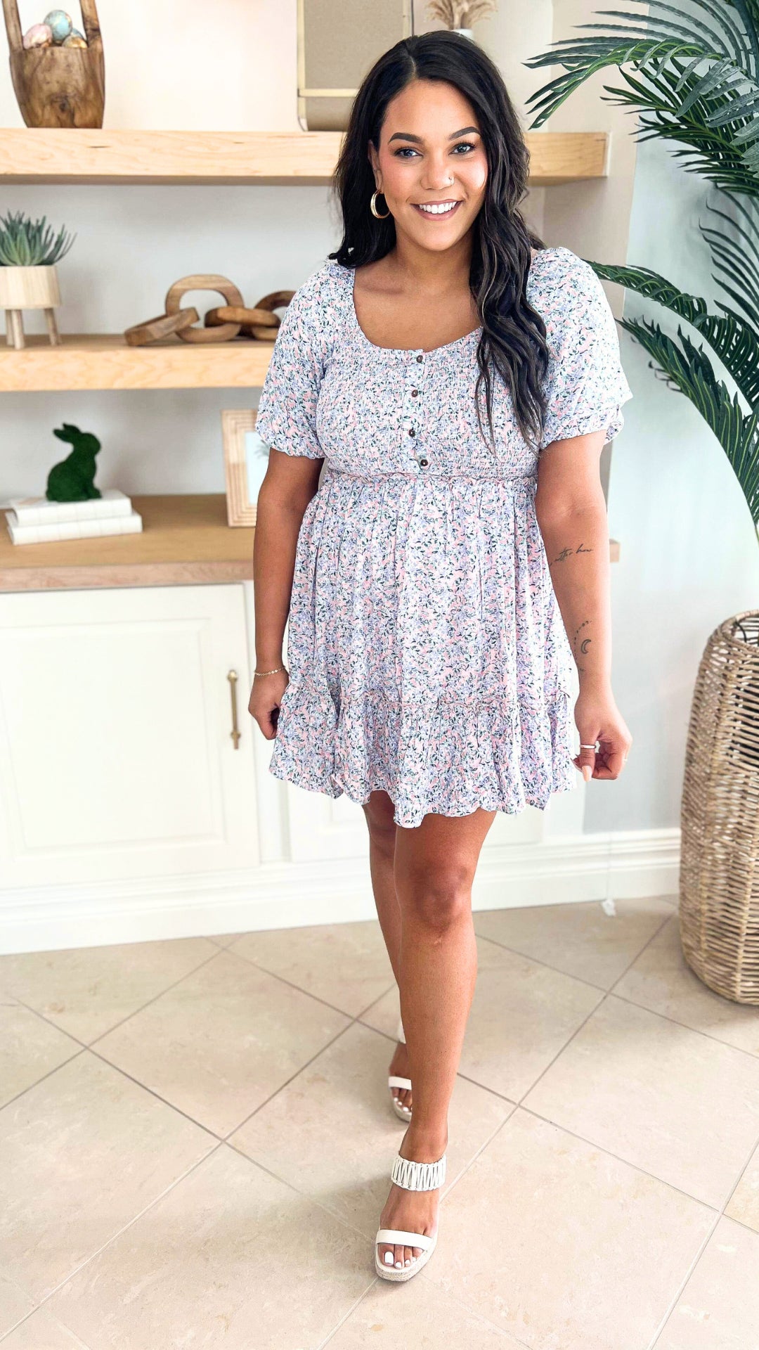 I Feel Like Spring Smocked Button Down Mini Dress - Final Sale