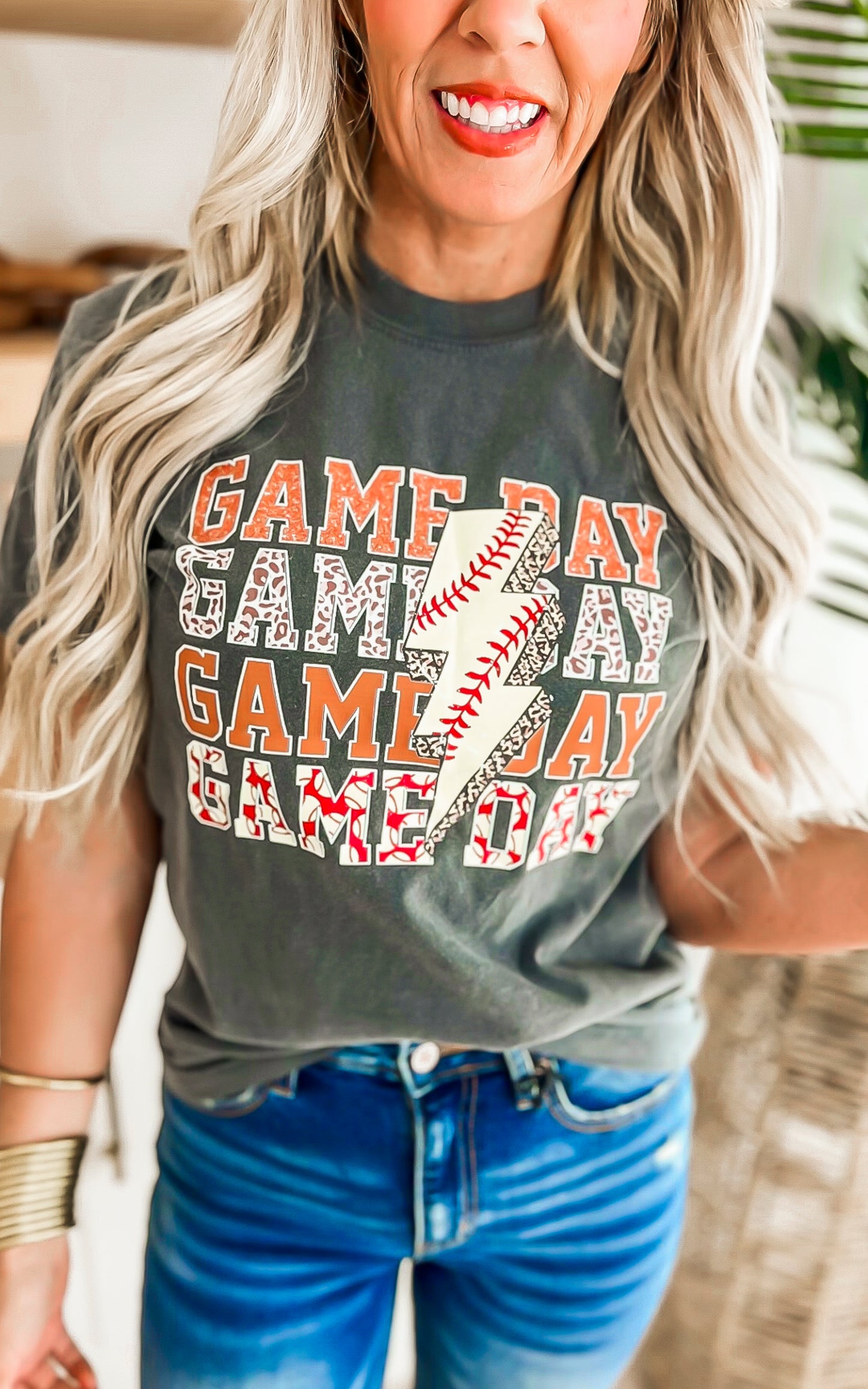 Softball Game Day Garment Dyed Graphic T-shirt