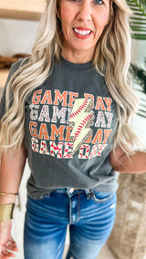 Softball Game Day Garment Dyed Graphic T-shirt