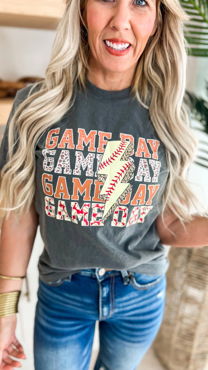 Softball Game Day Garment Dyed Graphic T-shirt