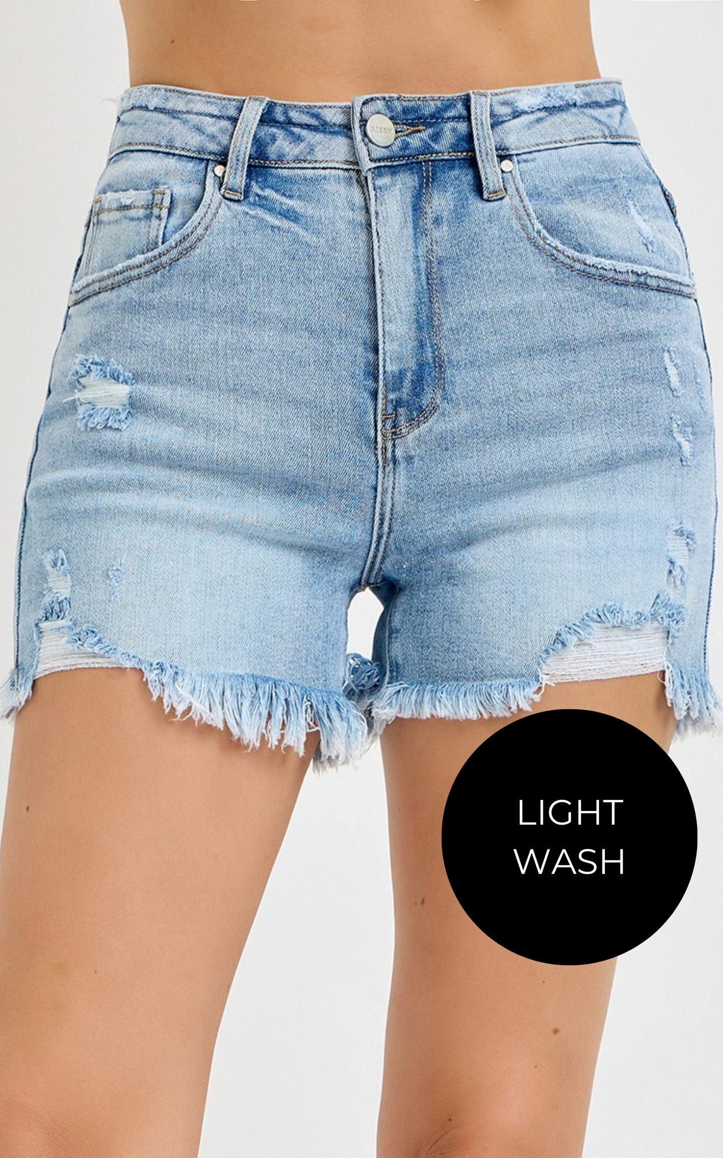 High Rise Distressed Denim Shorts | RISEN