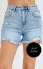 High Rise Distressed Denim Shorts | RISEN