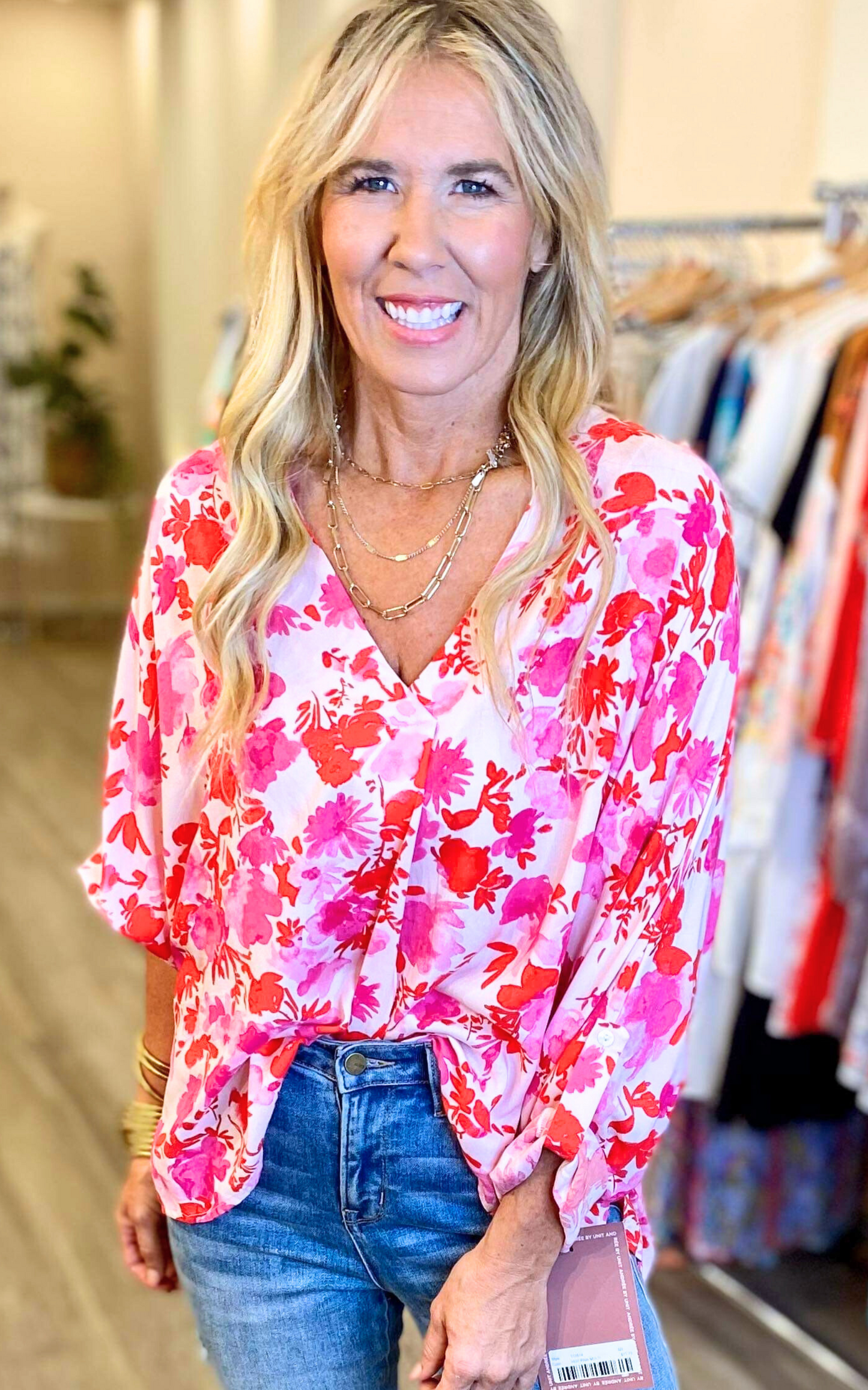 V Neckline Floral Blouse | Andree By Unit - Final Sale