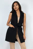 Detachable Belt Notch Sleeveless Coat