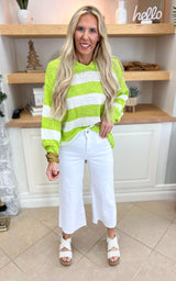 Lime Colorblock Hooded Sweater