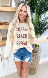 Coffee, Beach Repeat Lightweight Knit Sweater