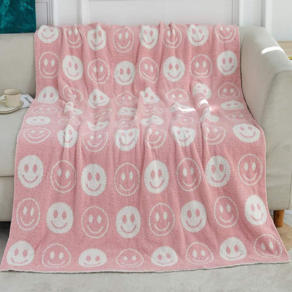 Pink Smiley Face Dreamer Blanket by Salty Wave