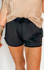 Adult After Dark Black Drawstring Everyday Shorts - Final Sale