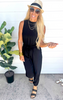 Black Sleeveless Mock Neck Jumpsuit