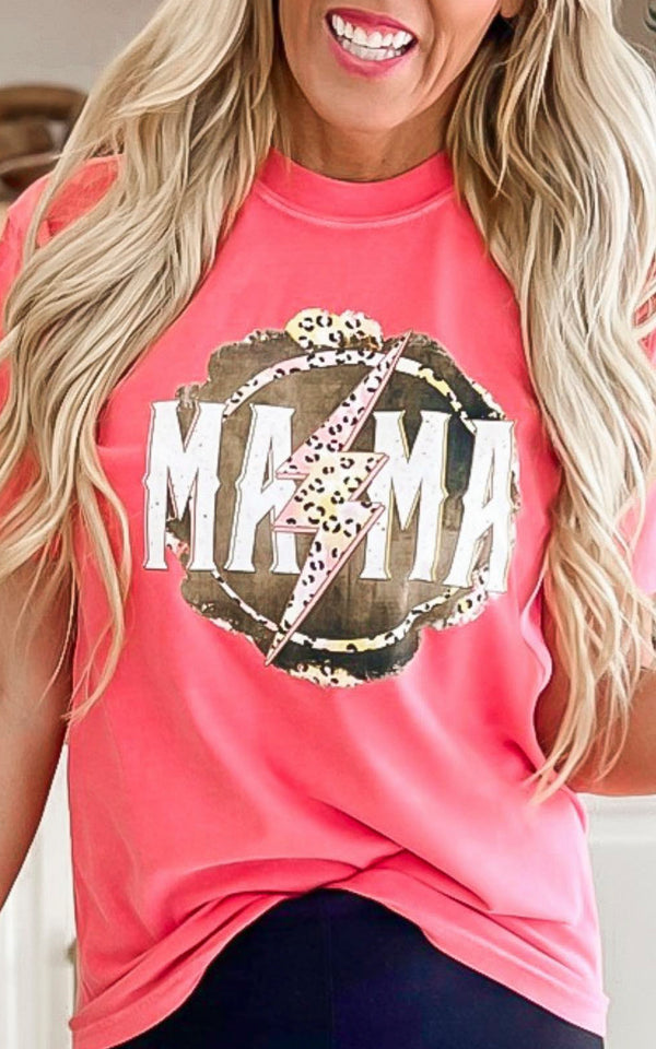 Coral MAMA Garment Dyed Graphic T-shirt