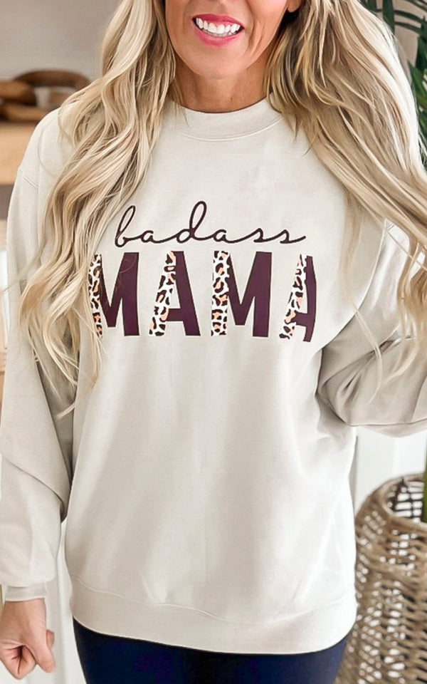 Badass MAMA Graphic Crewneck Sweatshirt