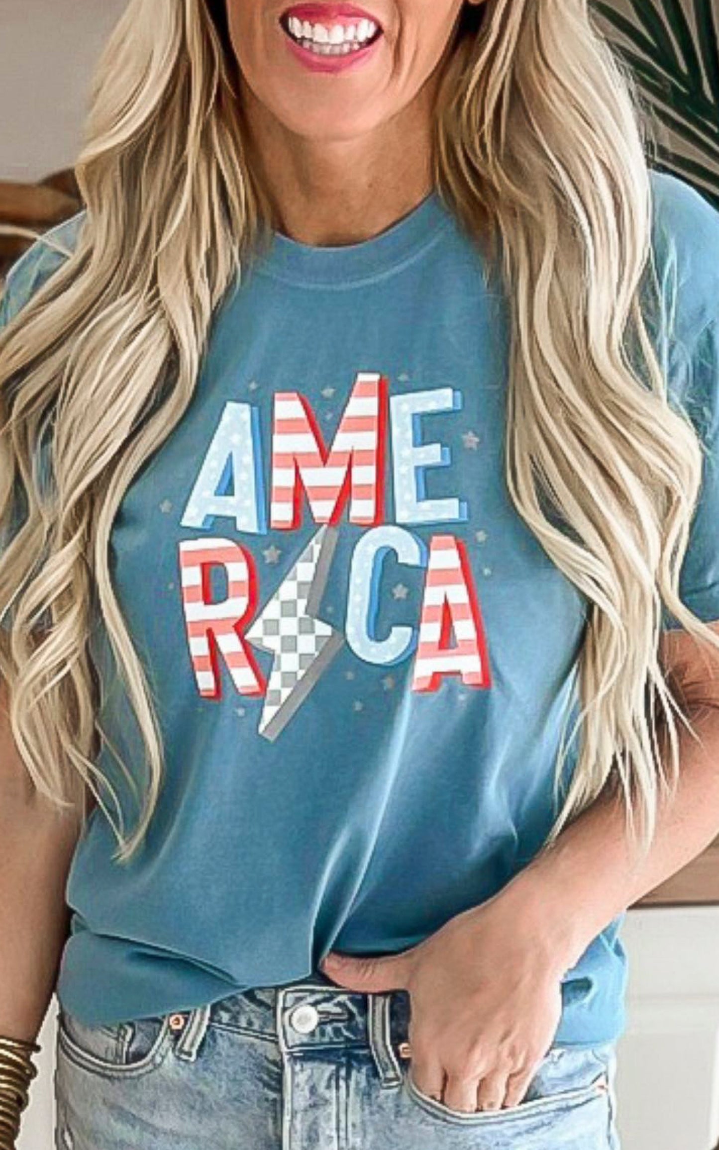 Slate 4th of July AMERICA Garment Dyed Graphic T-shirt** - Final Sale