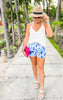 Santorini Tie Dye Ruffle Waist Elastic Shorts - Final Sale