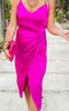 Orchid Silk Wrapped Midi Dress