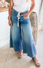 Drawstring Ombre Dyed Wide Leg Denim Pants - Final Sale