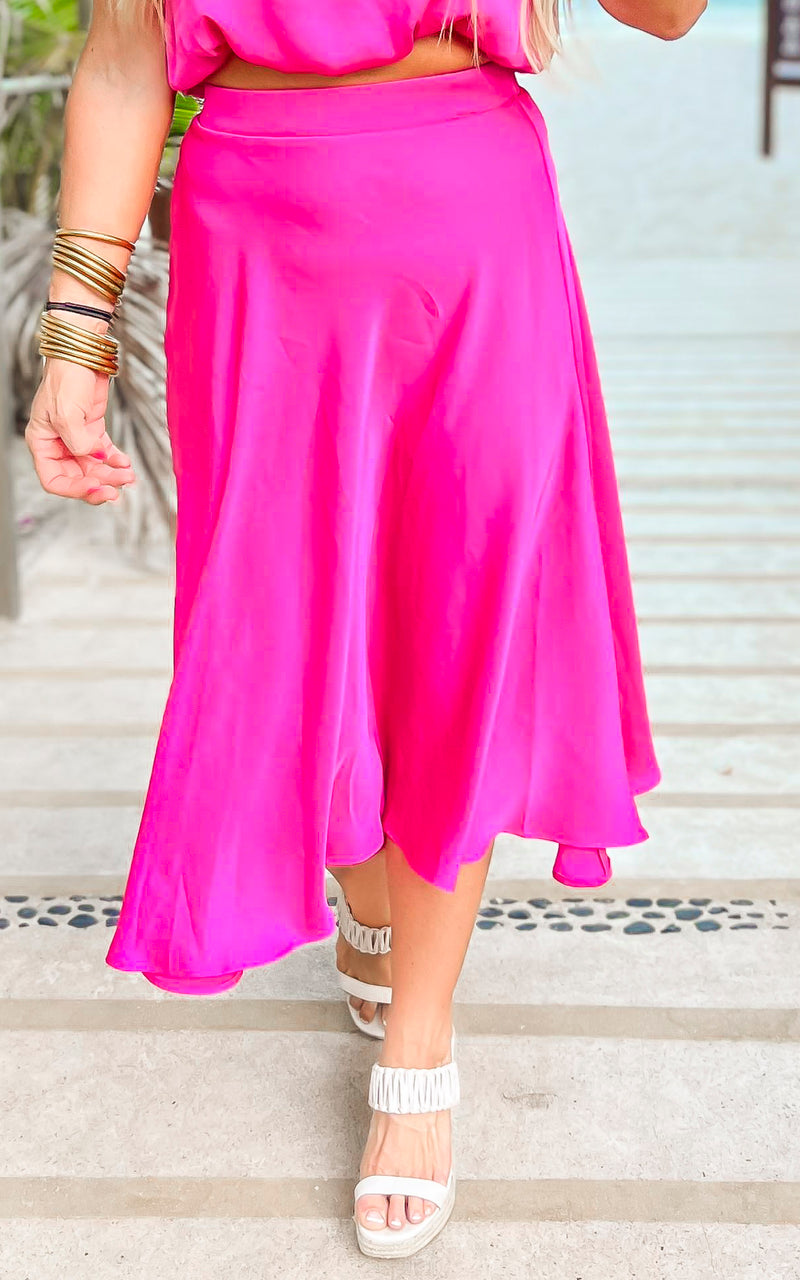 Hot pink midi swing skirt 