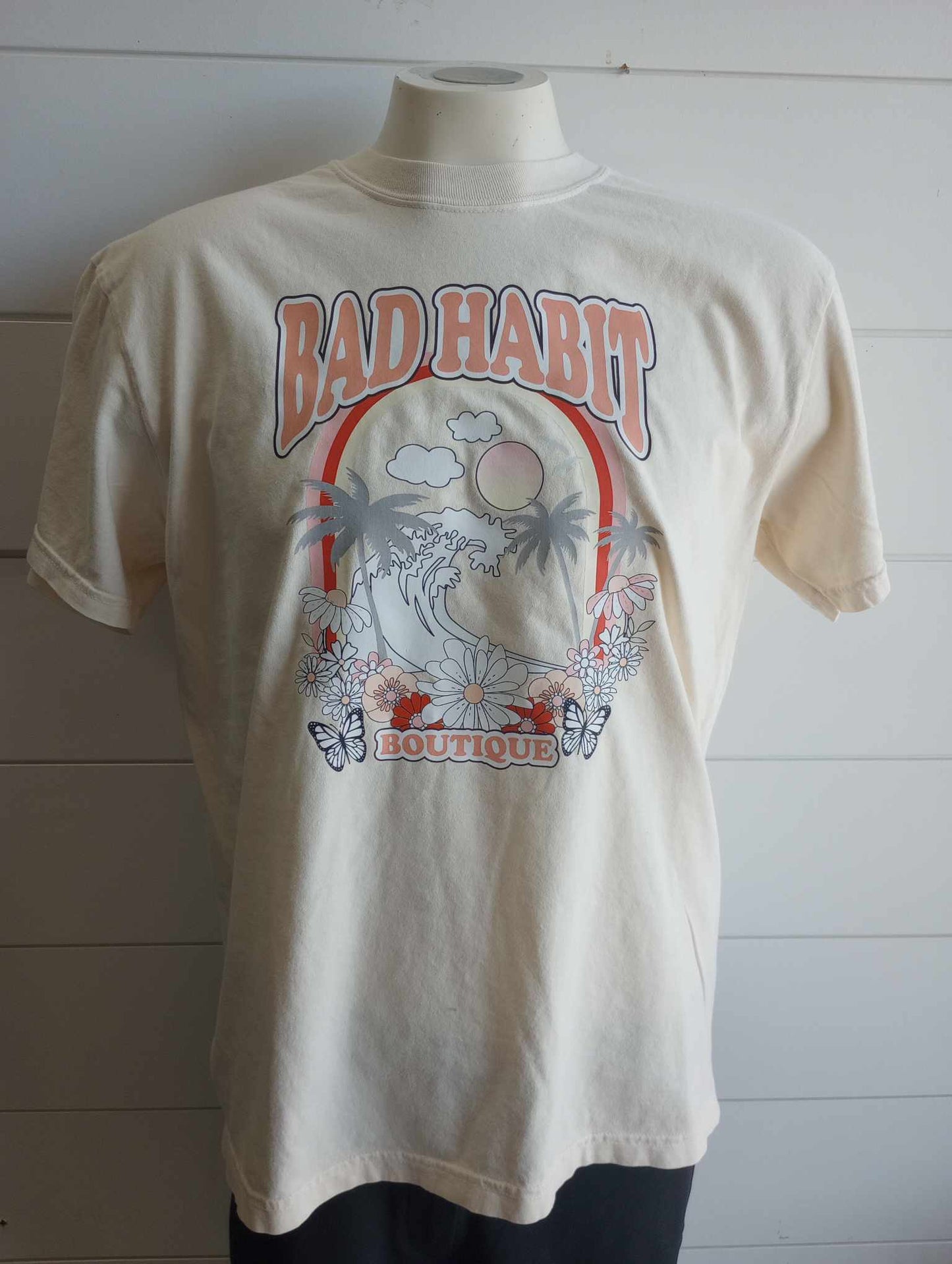 Cream Bad Habit Garment Dyed Graphic T-shirt*