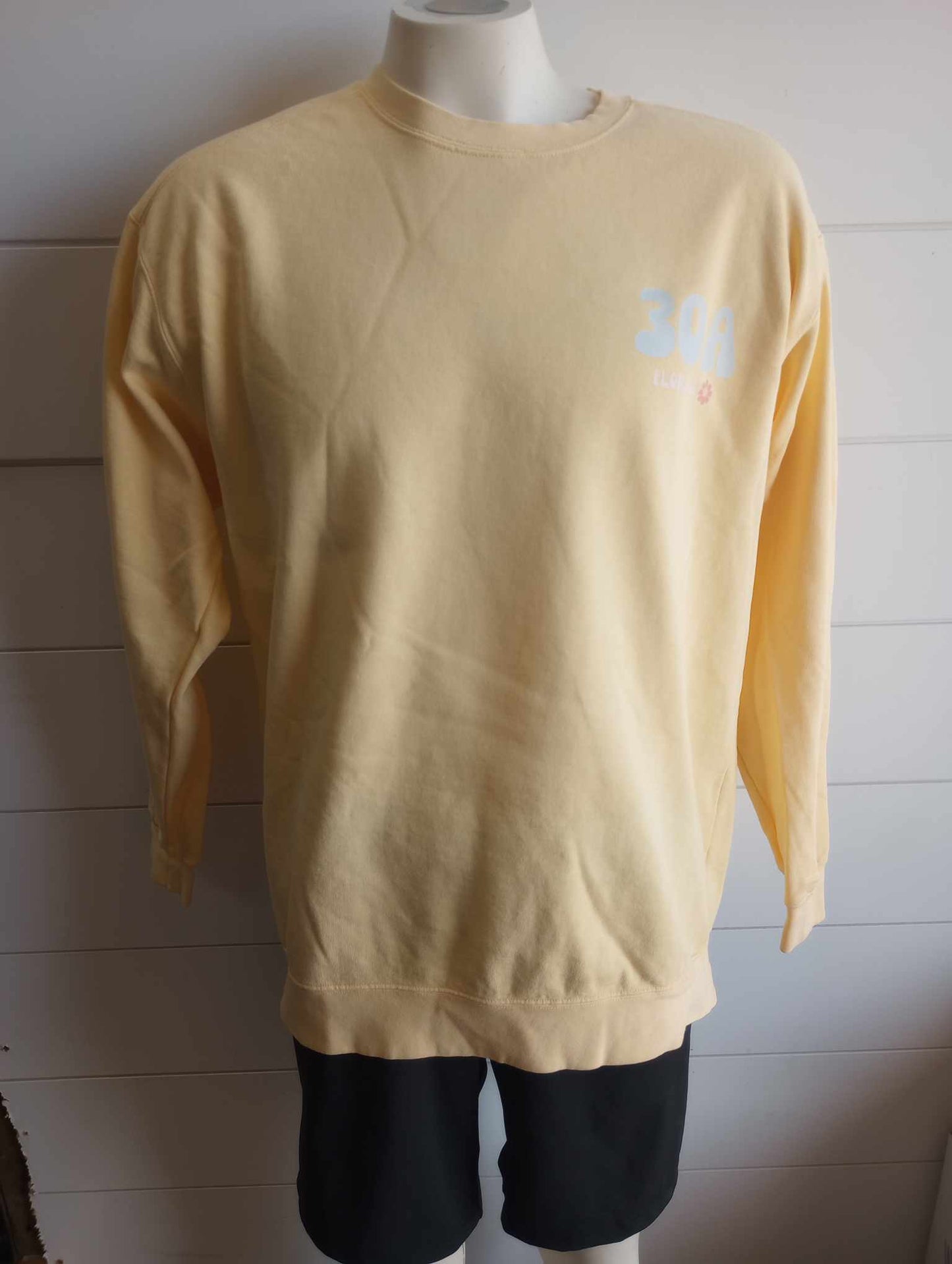 Yellow Text Me When You Get To 30A Graphic Crewneck Sweatshirt - Final Sale