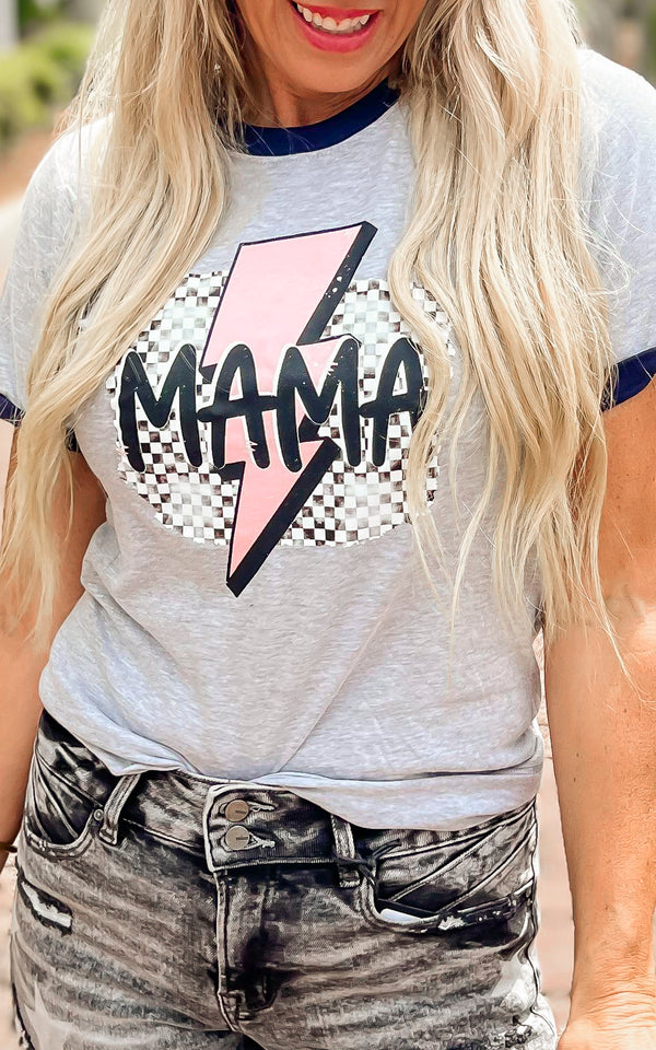 Heather Grey MAMA Ringer Graphic T-shirt