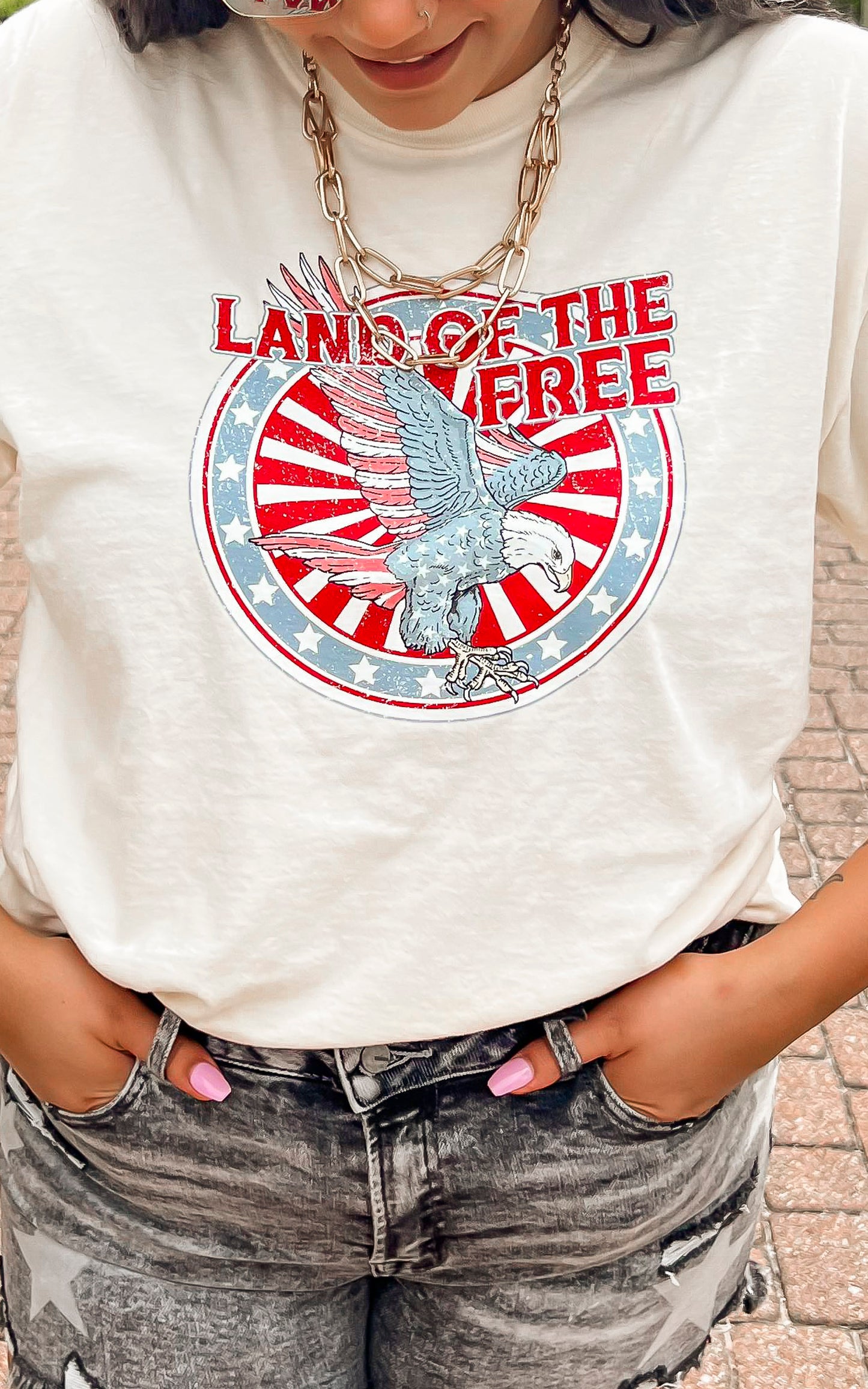 Land of the Free Garment Dyed Graphic T-shirt**- Final Sale