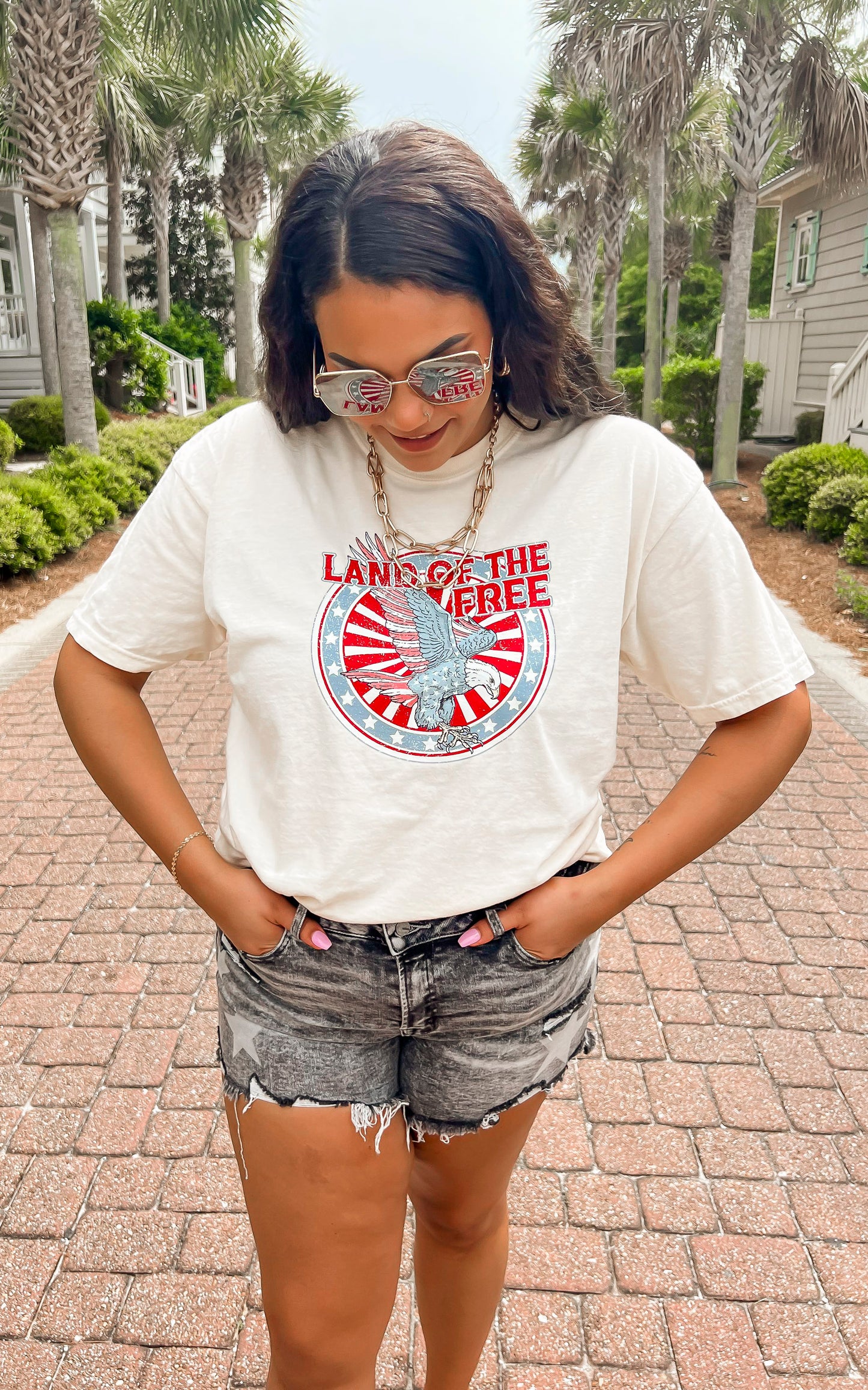 Land of the Free Garment Dyed Graphic T-shirt**- Final Sale