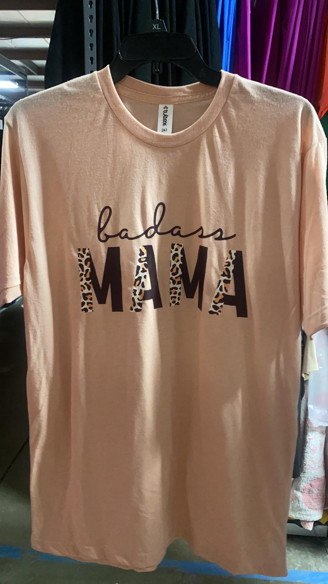 Peach BADASS Mama Graphic T-shirt