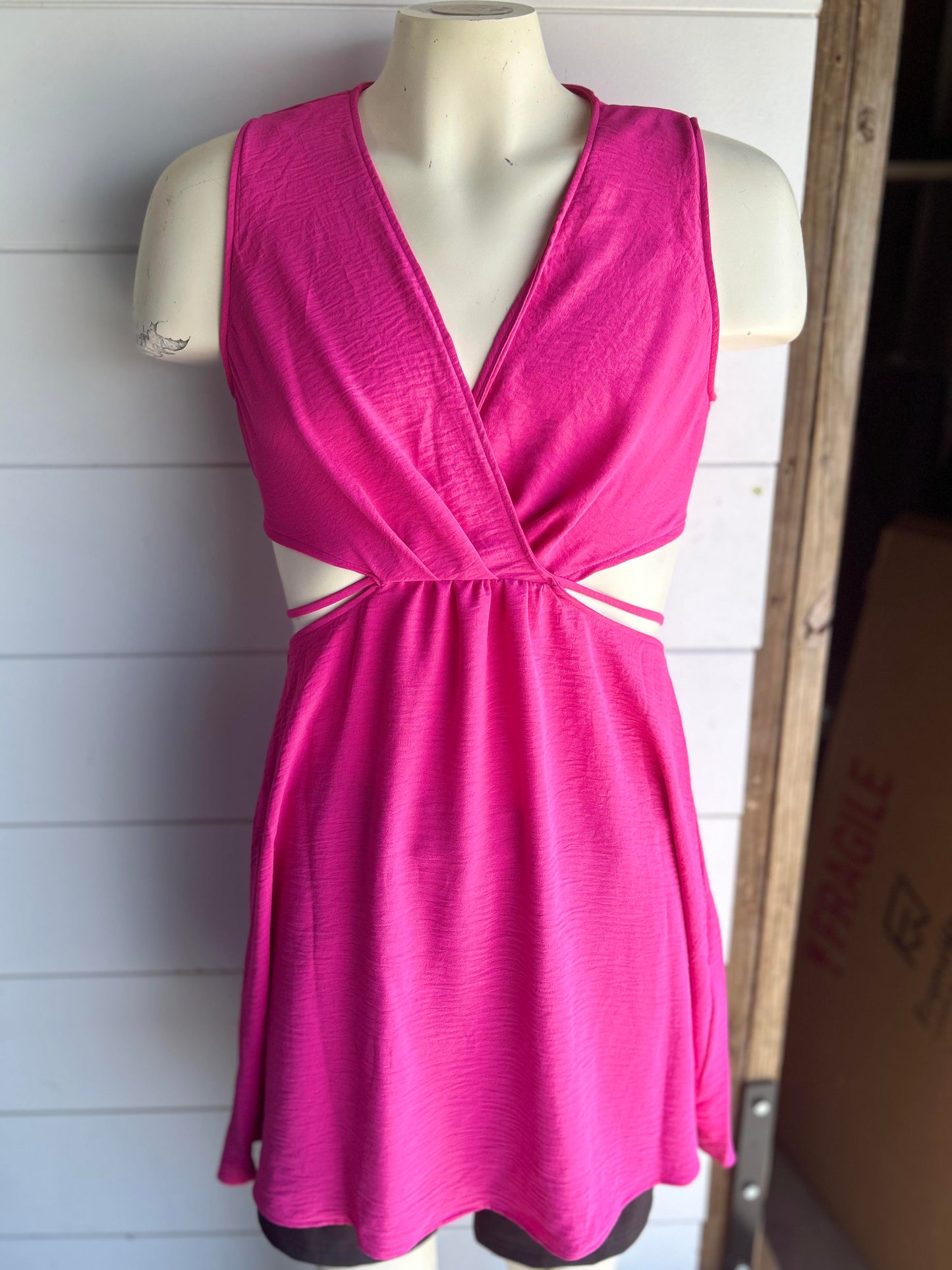 Bringing the Heat Fuchsia Cut Out Dress