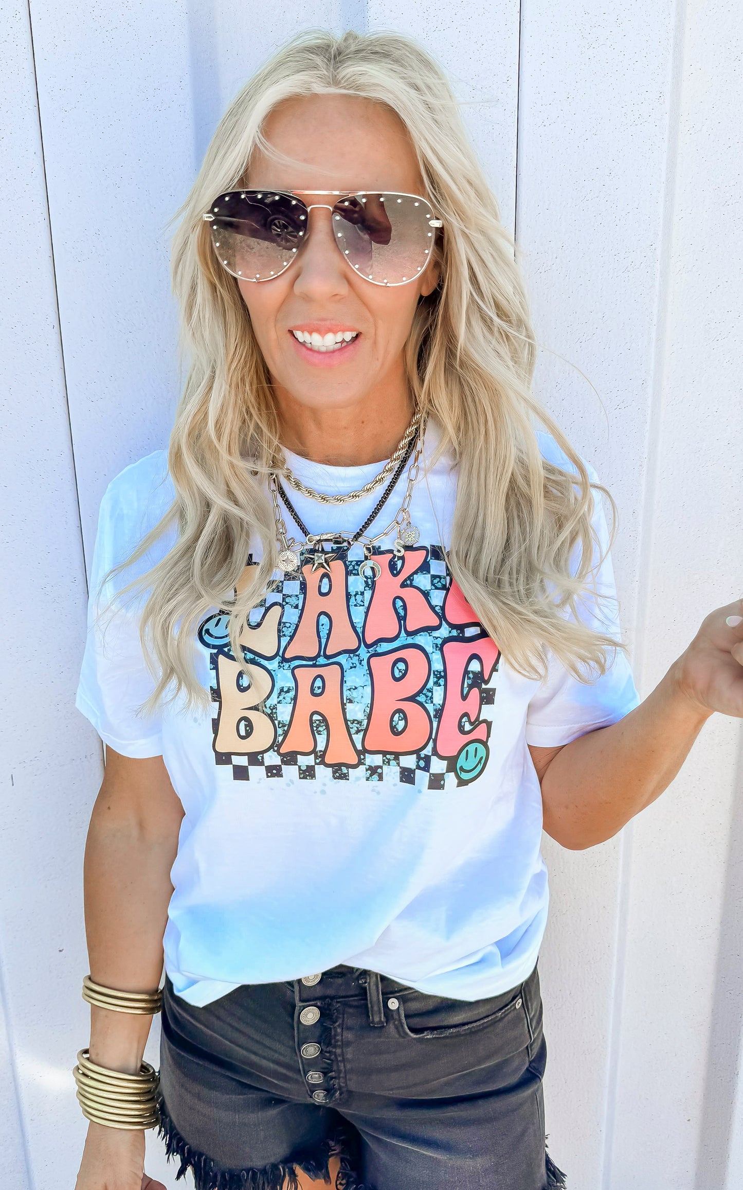 Lake Babe Check Graphic T-shirt