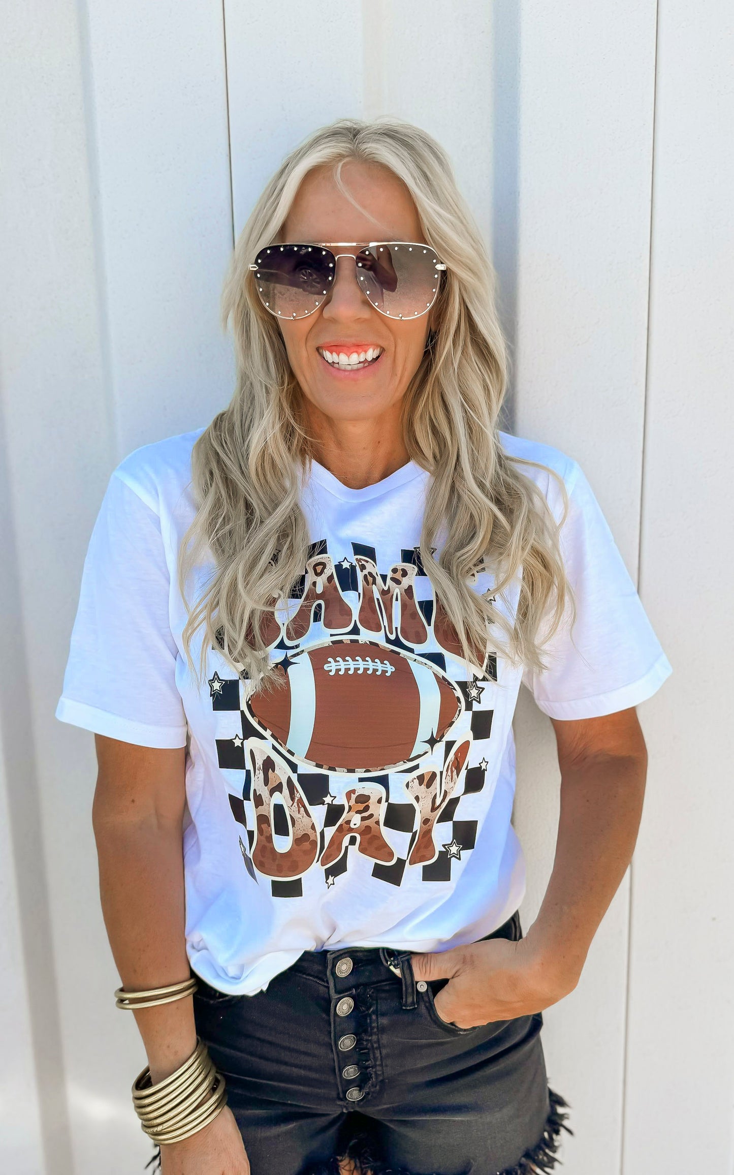 Leopard Game Day Football Checked Graphic T-shirt