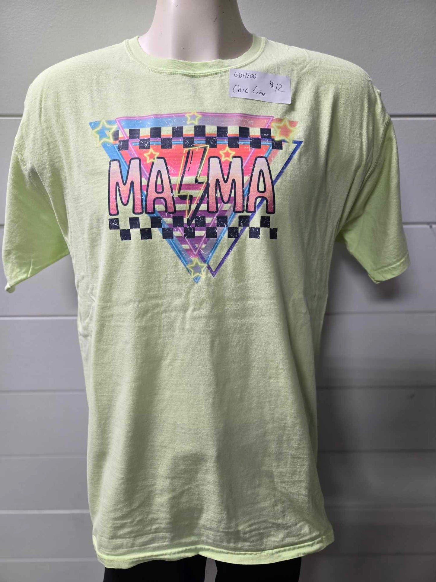 Checkered Lightning Mama Garment Dyed Graphic T-shirt