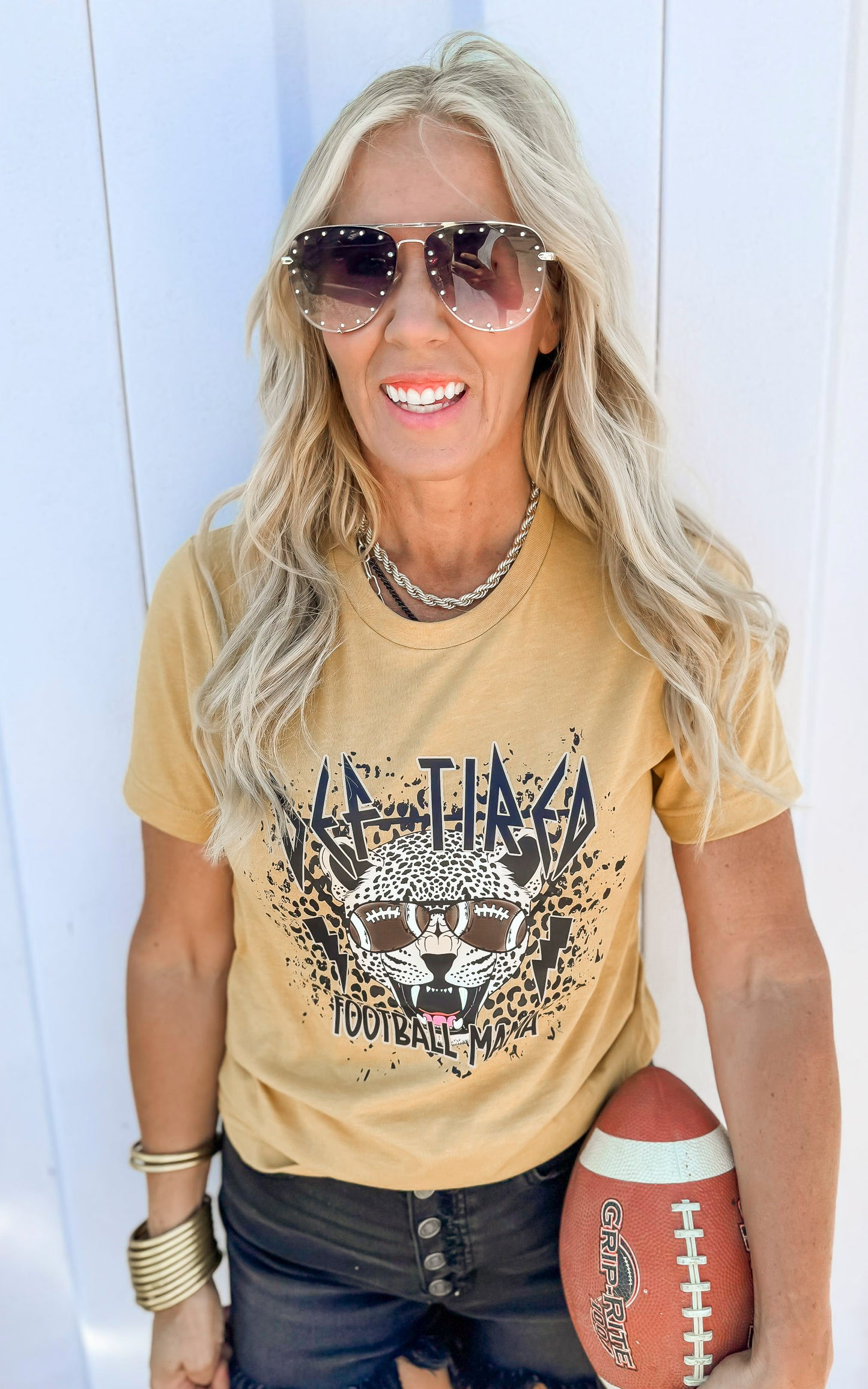 Def Tired Football Mama Graphic T-shirt