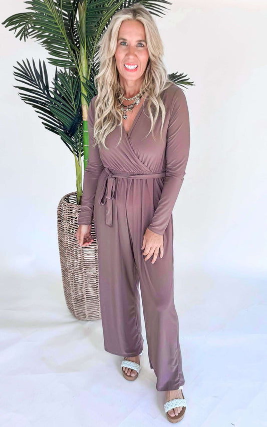 Dusty Mauve Long Sleeve Jumpsuit - Final Sale**