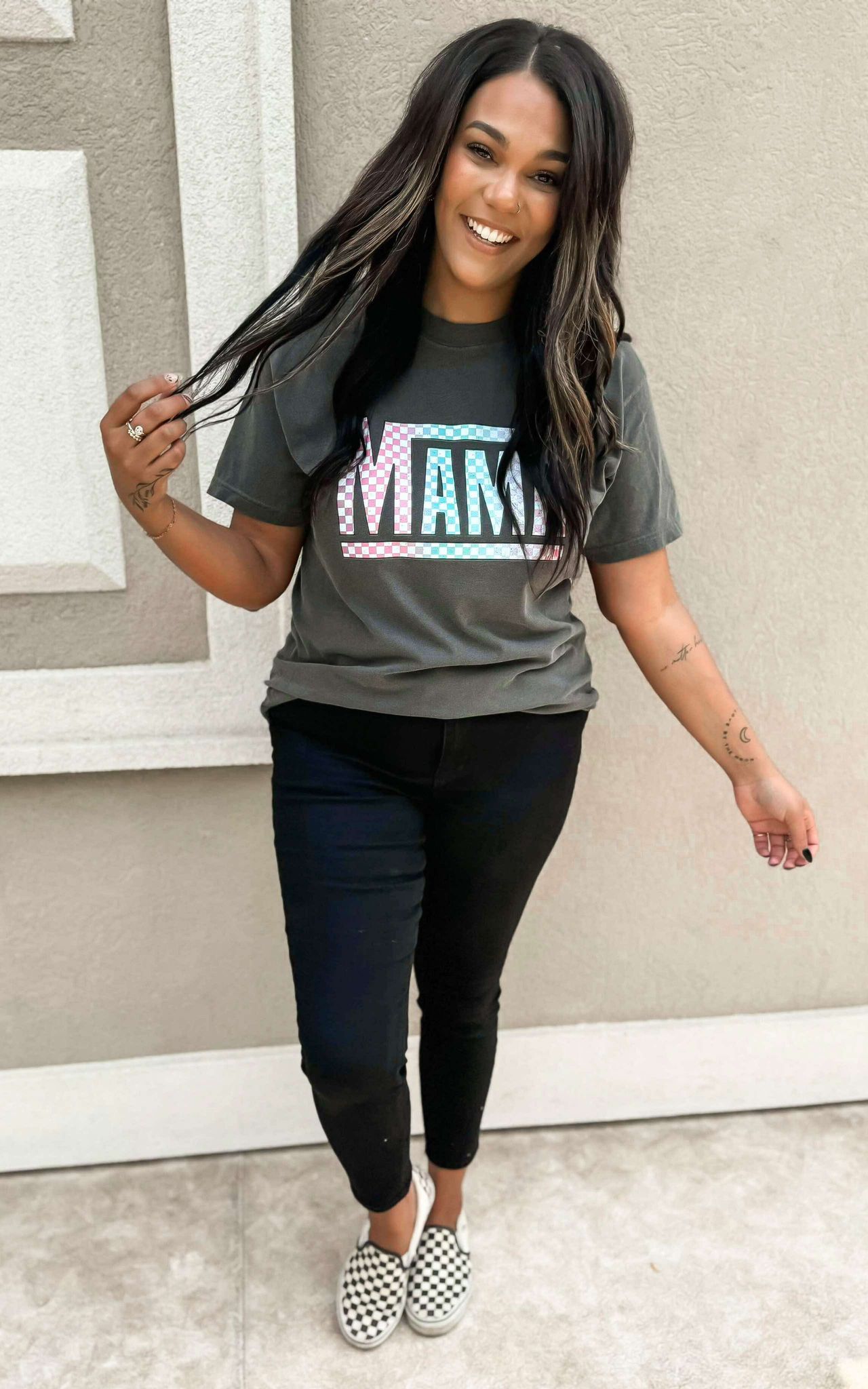 Check Your Mama Garment Dyed Graphic T-shirt