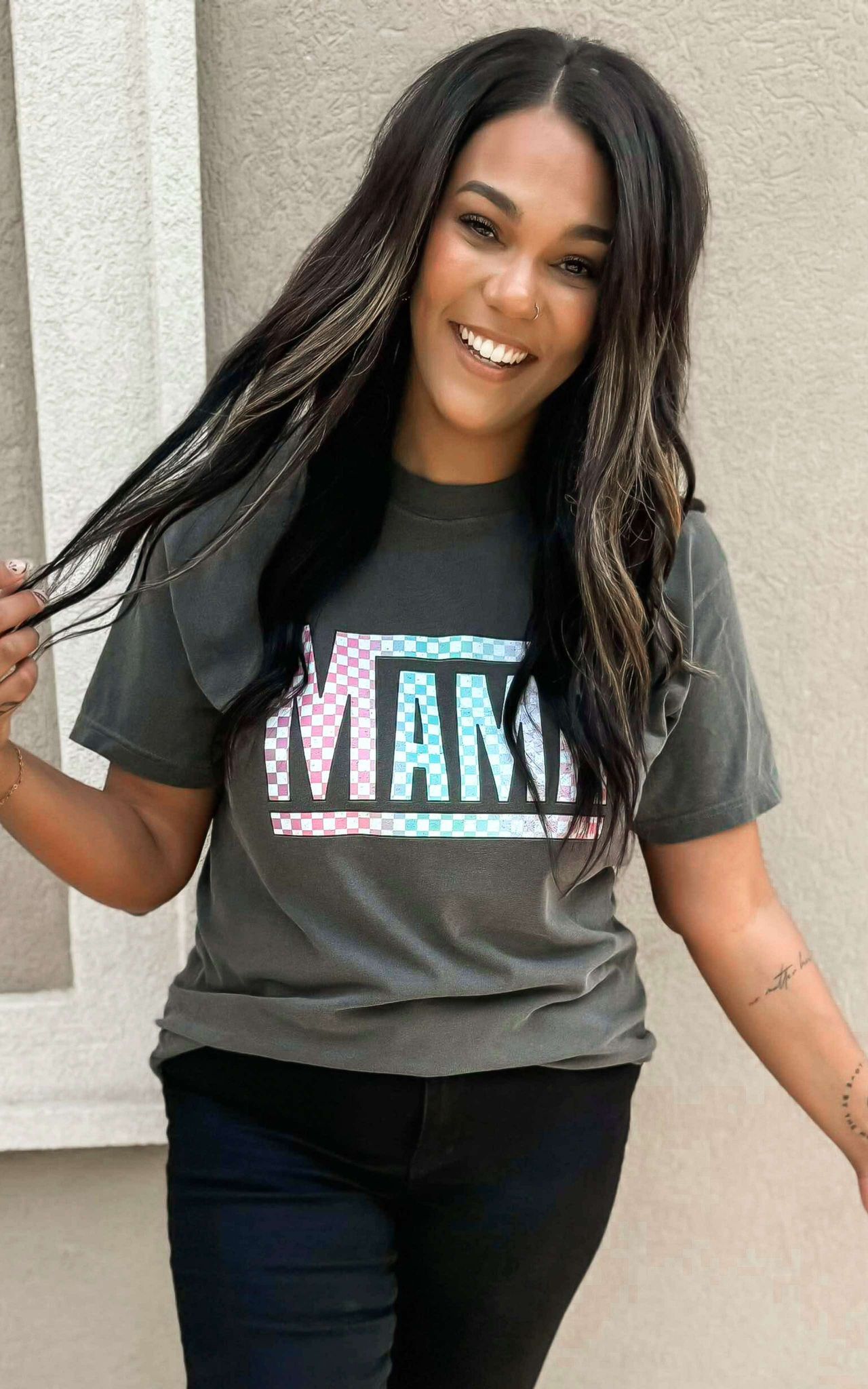 Check Your Mama Garment Dyed Graphic T-shirt