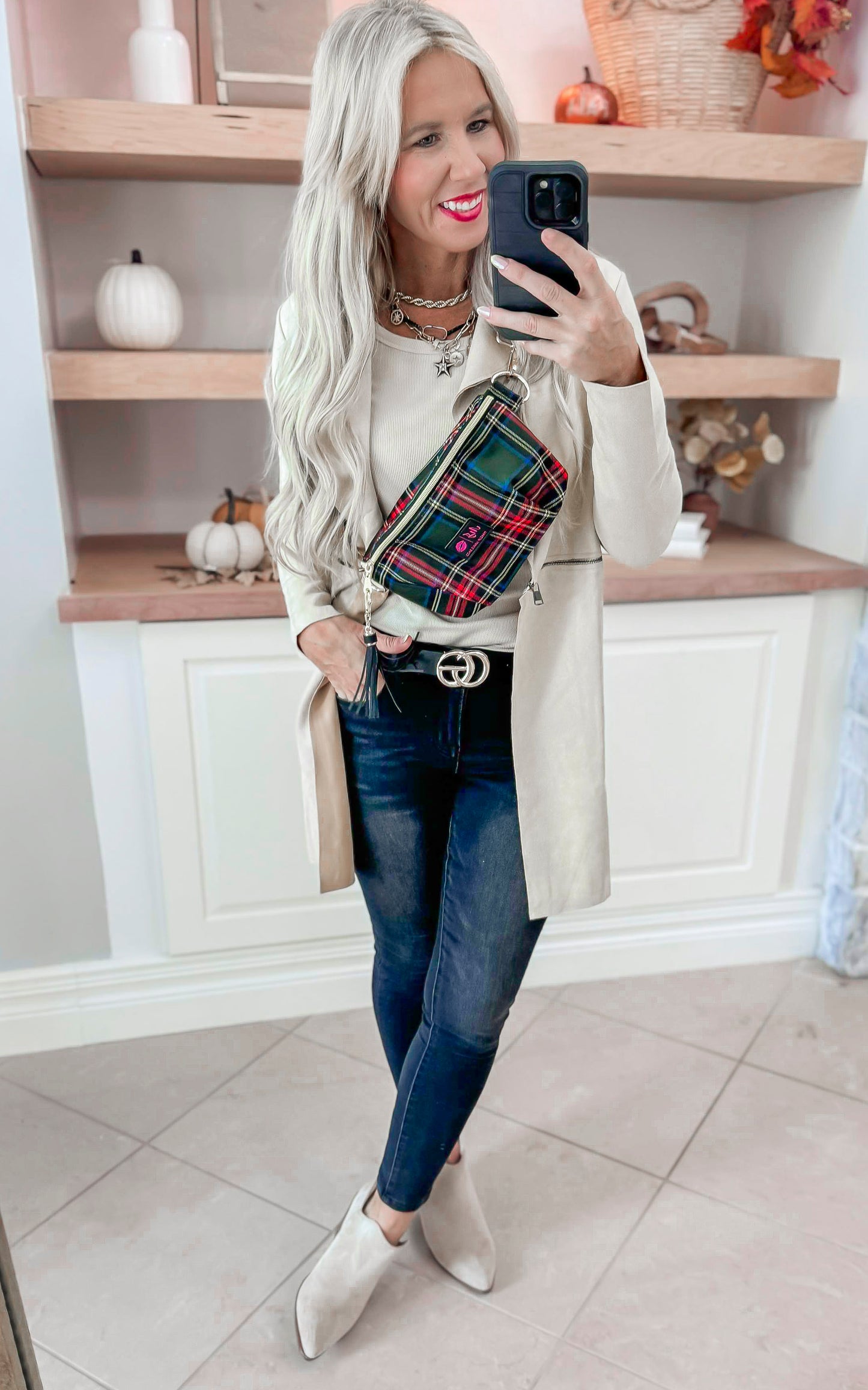 Latte Long Sleeve Faux Suede Long Jacket