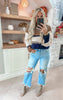 Maple Lane Colorblock Cropped Sweater